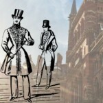 Rendering of Victorian gents with top hats