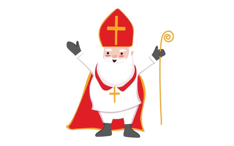 Sinterklaas wearing a red miter