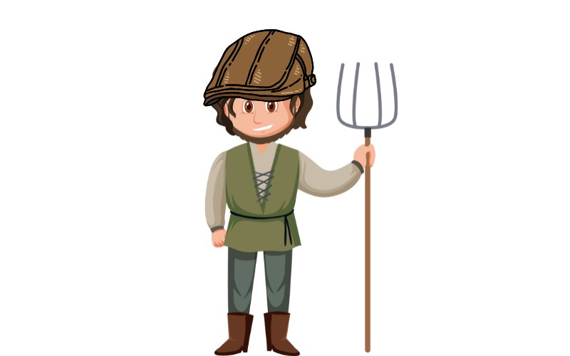 Animated Tudor worker wearing a flat cap