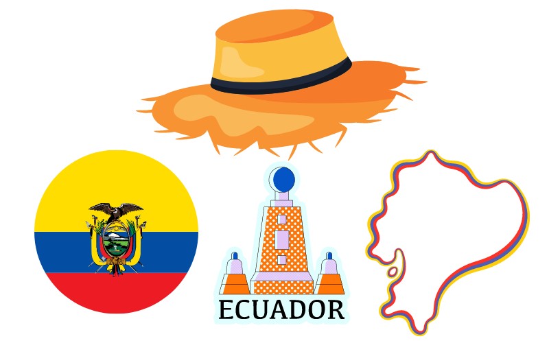 Animation of panama hat with Ecuador flag