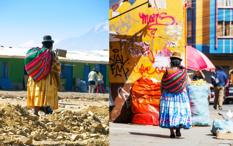 Boliovian women wearing bowler hats