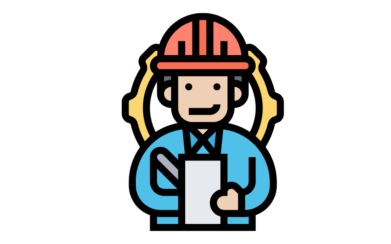 Animation of man wearing a red hard hat