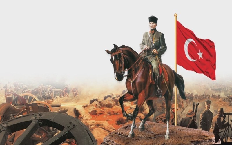 Painting of Ataturk on horseback