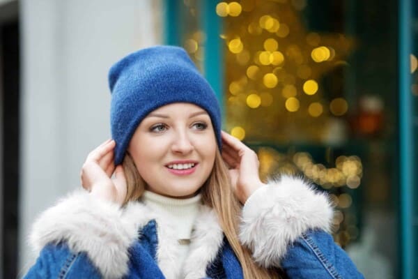 fashionable women wearing a beanie