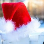 Santa hat on white fence