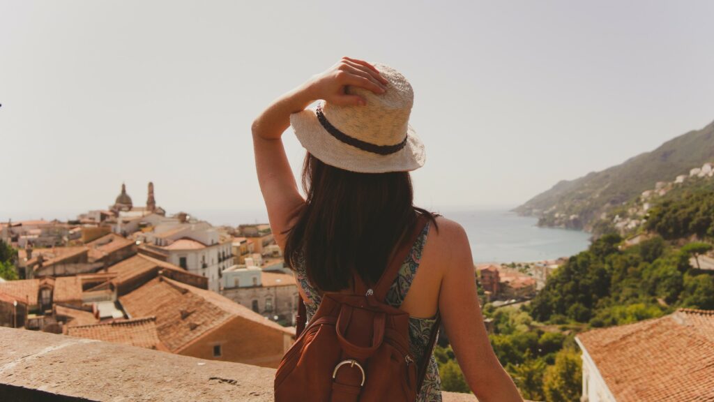 Women wearing hat outside in the sun