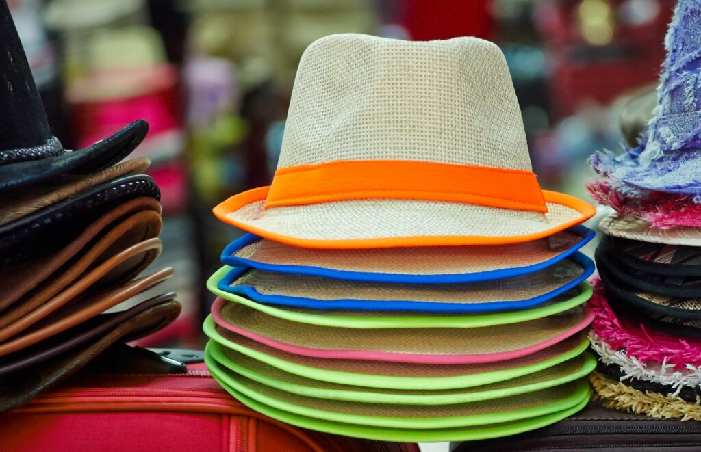 different colored hats