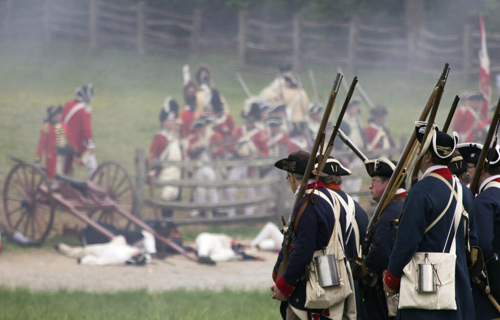 American infantry in revolutionary war reenactment