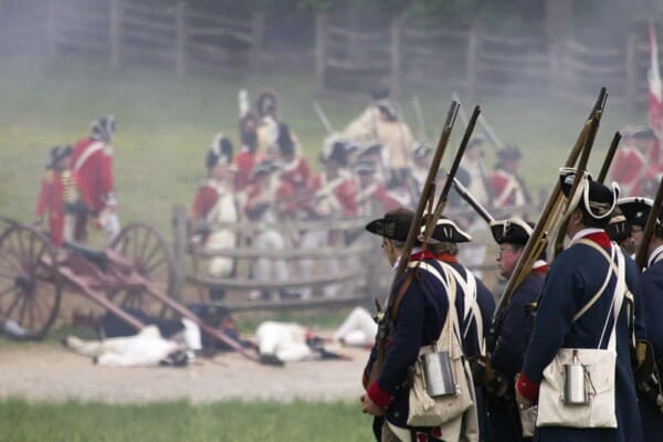 American infantry in revolutionary war reenactment