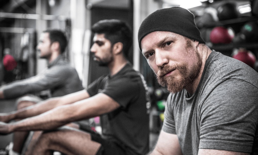 man wearing beanie at the gym