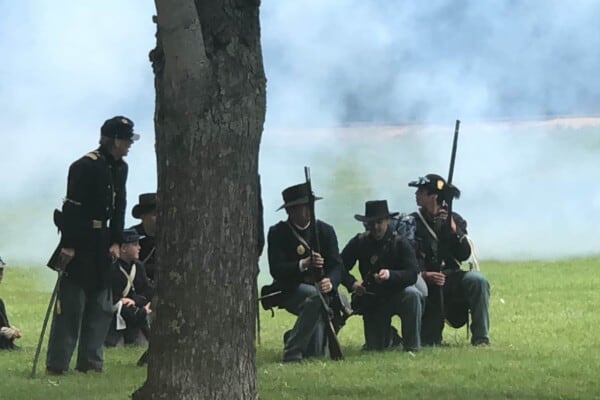 Civil war recreation wearing traditional costumes