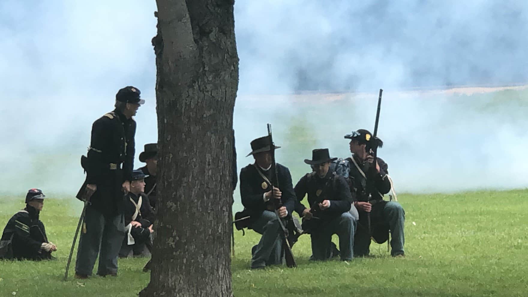 Civil war recreation wearing traditional costumes