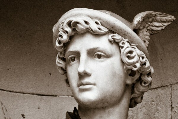 statue of Hermes wearing a petasos hat