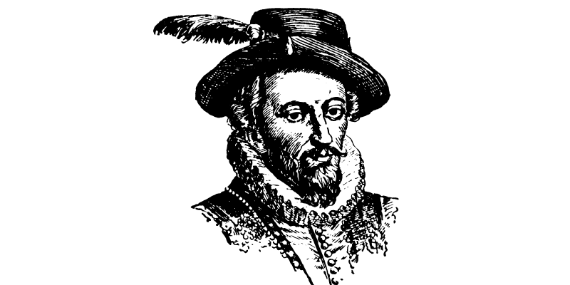 walter raleigh with a feather on his hat