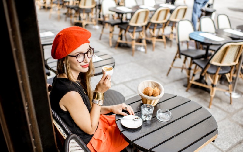 woman wearing a beret in Paris