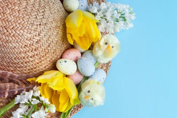 Easter bonnet with chicks and eggs