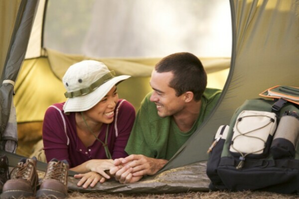 Couple outdoor camping