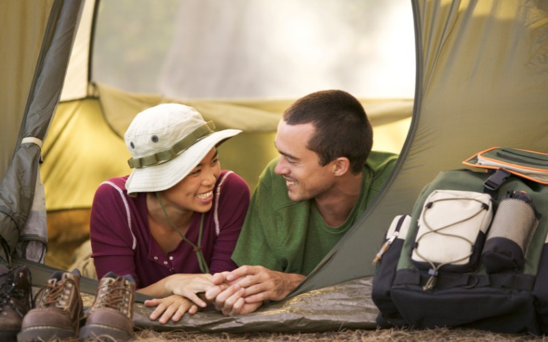 Couple outdoor camping