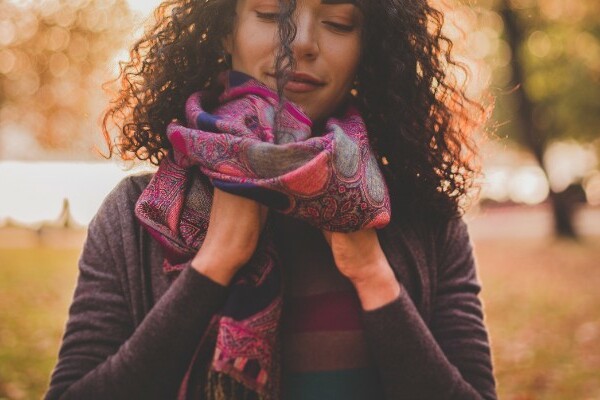 Woman wearing a scarf