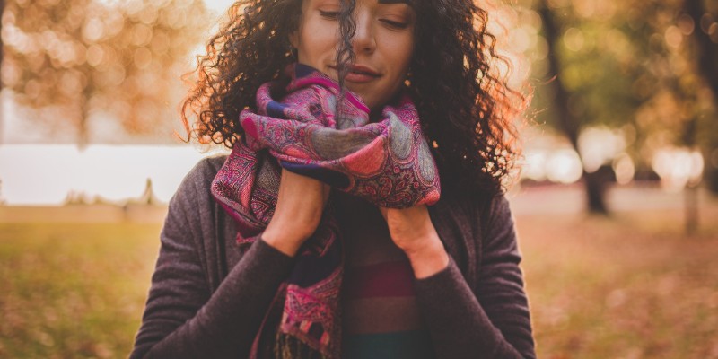 Woman wearing a scarf