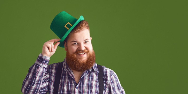 Man wearing a green st patrick day hat