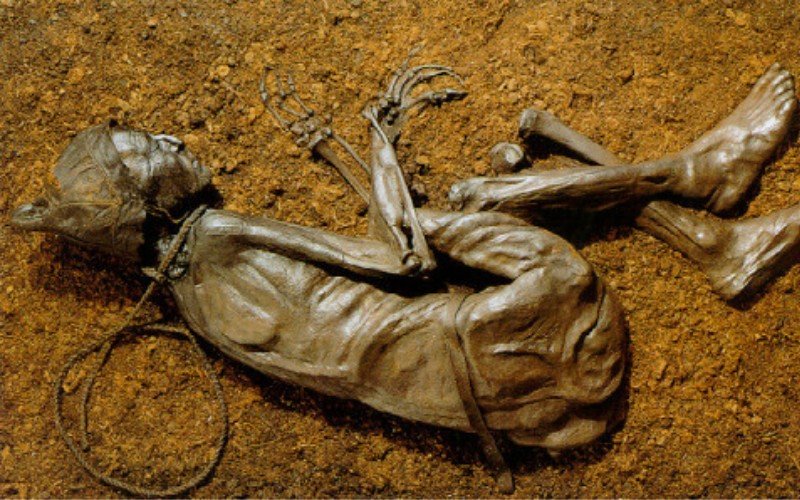 Tollund man with a preserved pointed hat