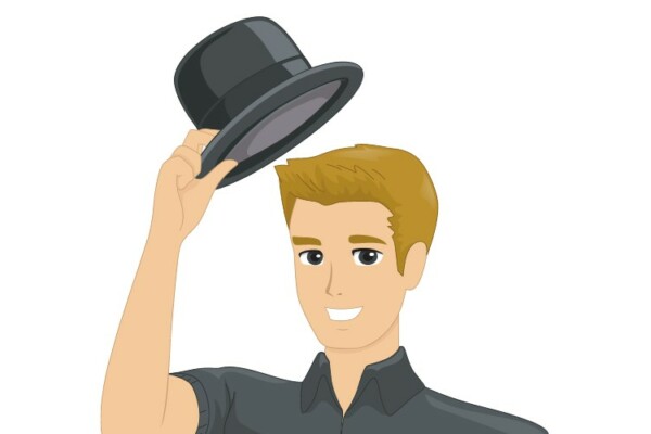Cartoon of man tipping his hat