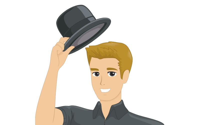 Cartoon of man tipping his hat