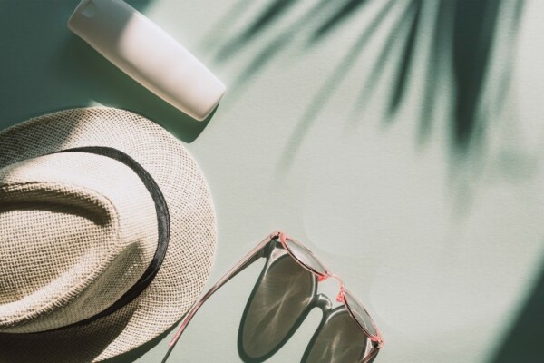 sun hat and sun cream