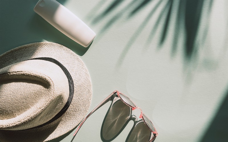 sun hat and sun cream