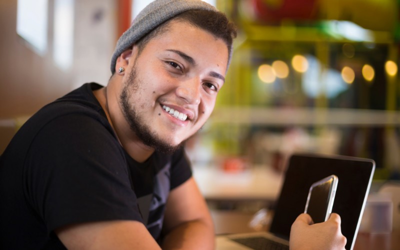 Hipster wearing a beanie